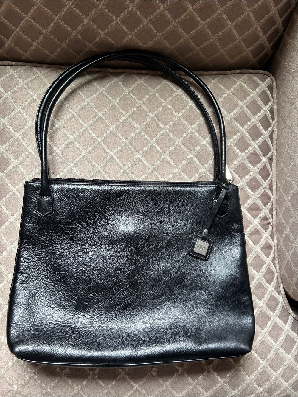 HOBO Black Leather Shoulder Bag with Double Handles